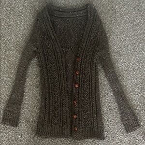 Hand Knit Brown Cable Knit Cardigan